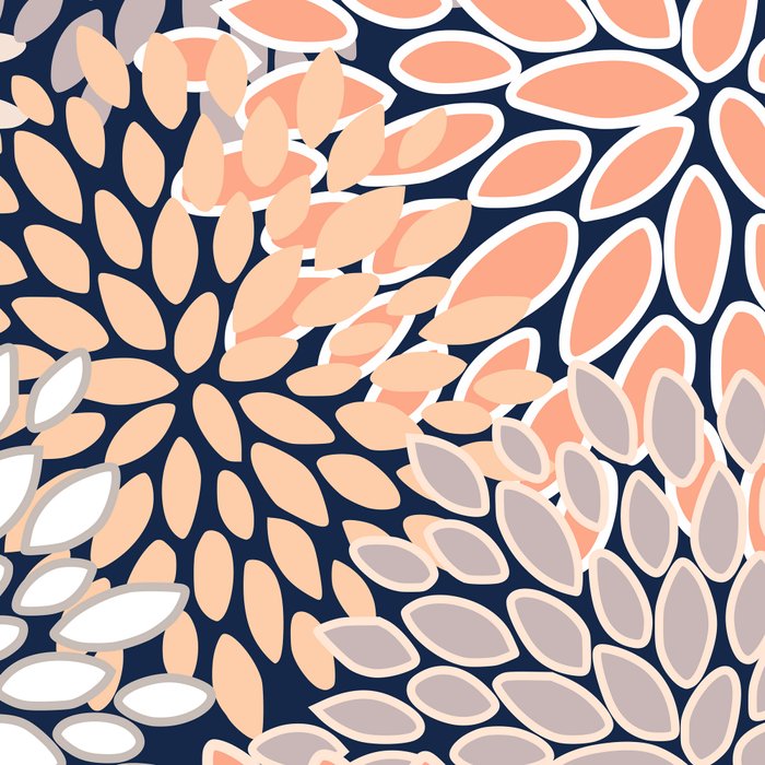 Floral Prints, Navy, Coral, Peach and Gray, Abstract Art, Coloured Prints Coffee Mug Gallery Image 2