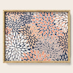 Floral Prints, Navy, Coral, Peach and Gray, Abstract Art, Coloured Prints Serving Tray Gallery Image 1
