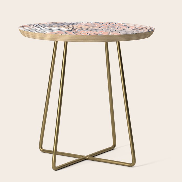 Floral Prints, Navy, Coral, Peach and Gray, Abstract Art, Coloured Prints Side Table Gallery Image 1