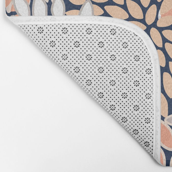 Floral Prints, Navy, Coral, Peach and Gray, Abstract Art, Coloured Prints Bath Mat Gallery Image 2