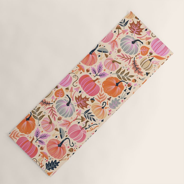 Pumpkin Confetti - Rainbow on Cream Yoga Mat Gallery Image 1