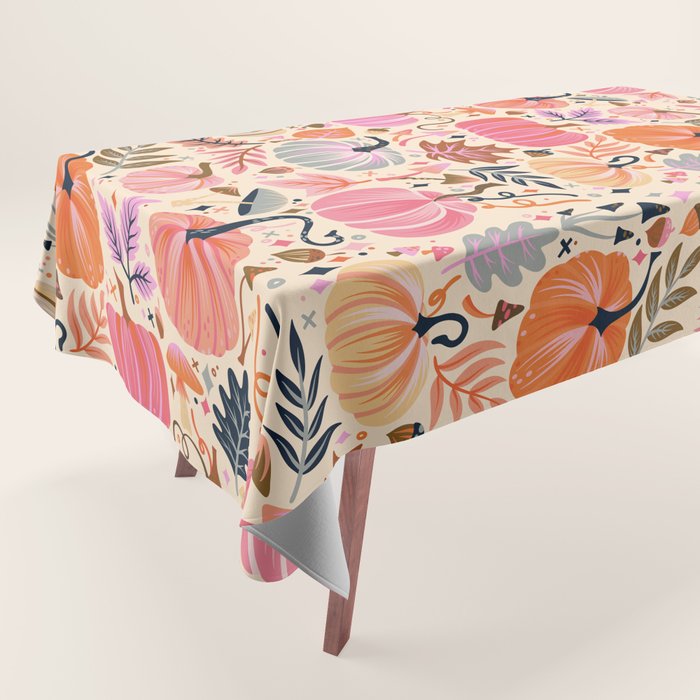 Pumpkin Confetti - Rainbow on Cream Tablecloth Gallery Image 1