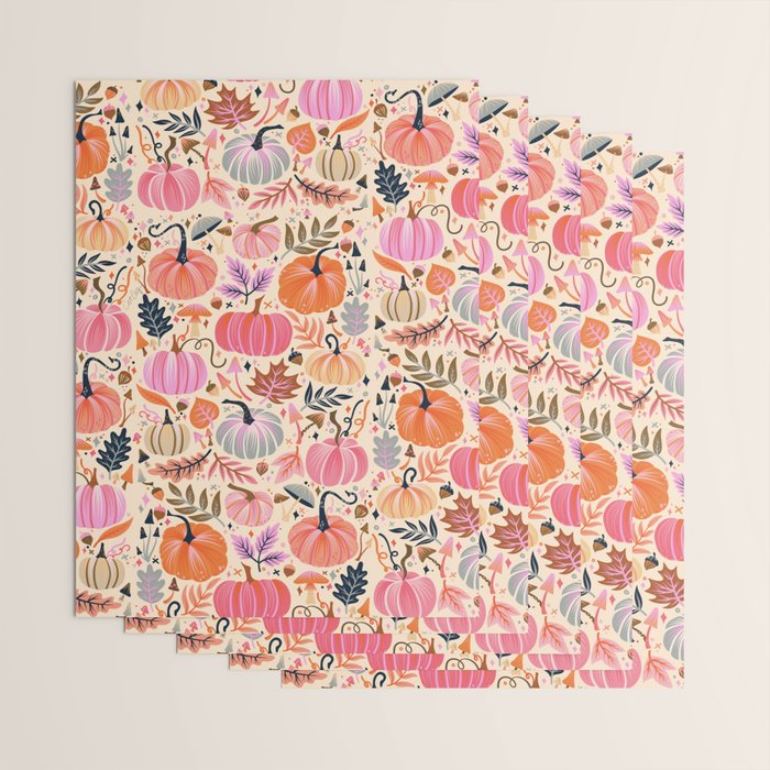 Pumpkin Confetti - Rainbow on Cream Wrapping Paper Gallery Image 3