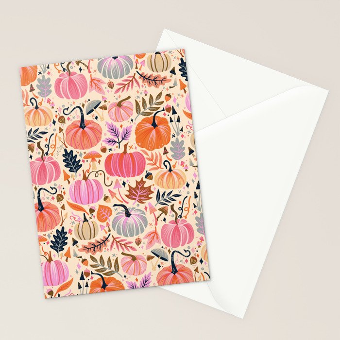 Pumpkin Confetti - Rainbow on Cream Stationery Card Gallery Image 2
