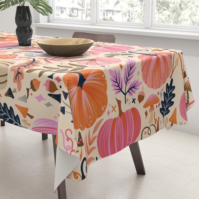 Pumpkin Confetti - Rainbow on Cream Tablecloth Gallery Image 3