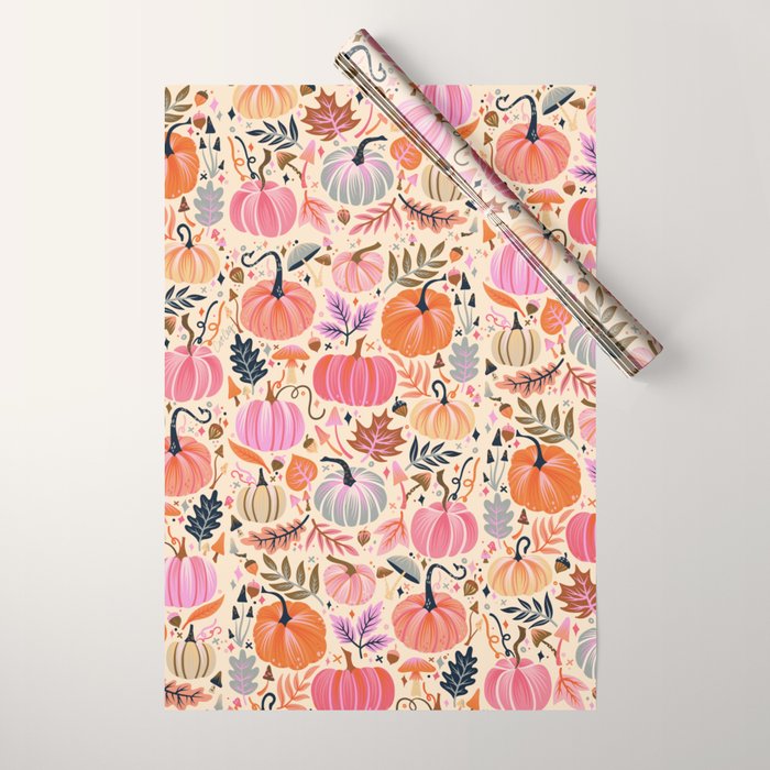 Pumpkin Confetti - Rainbow on Cream Wrapping Paper Gallery Image 1