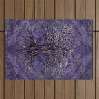Tree of life -Yggdrasil Amethyst and silver Outdoor Rug Gallery Image 1