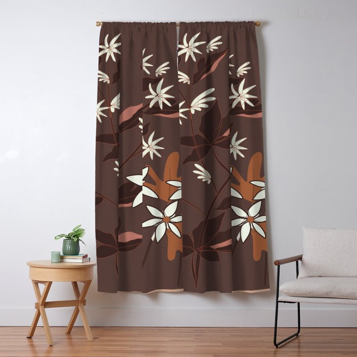 Floral Mocha 3 Window Curtain Gallery Image 5