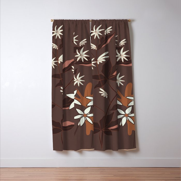 Floral Mocha 3 Window Curtain Gallery Image 3