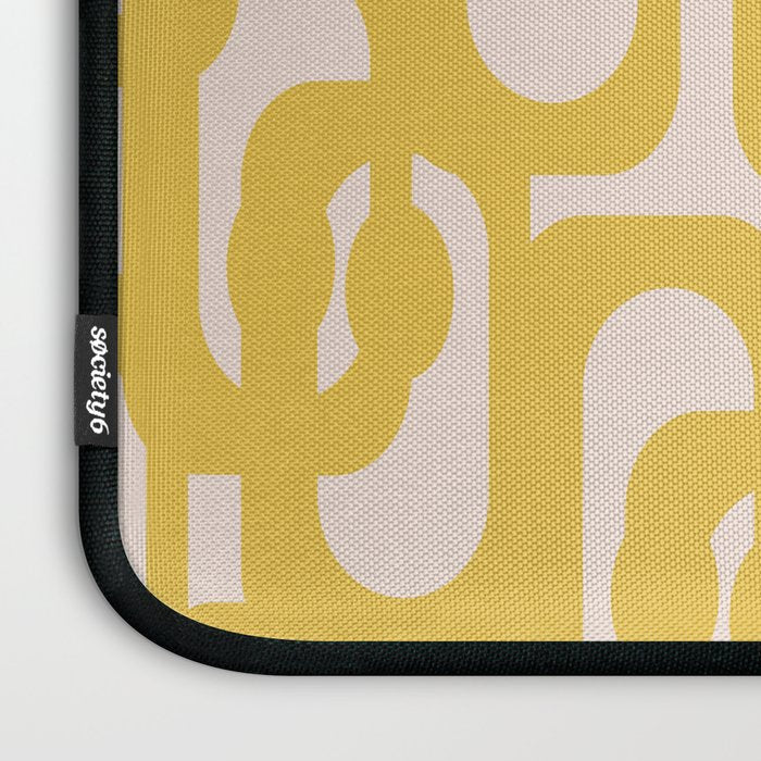 Mustard Yellow and Blush Pink Mid-century Modern Loop Pattern Laptop Sleeve Gallery Image 3