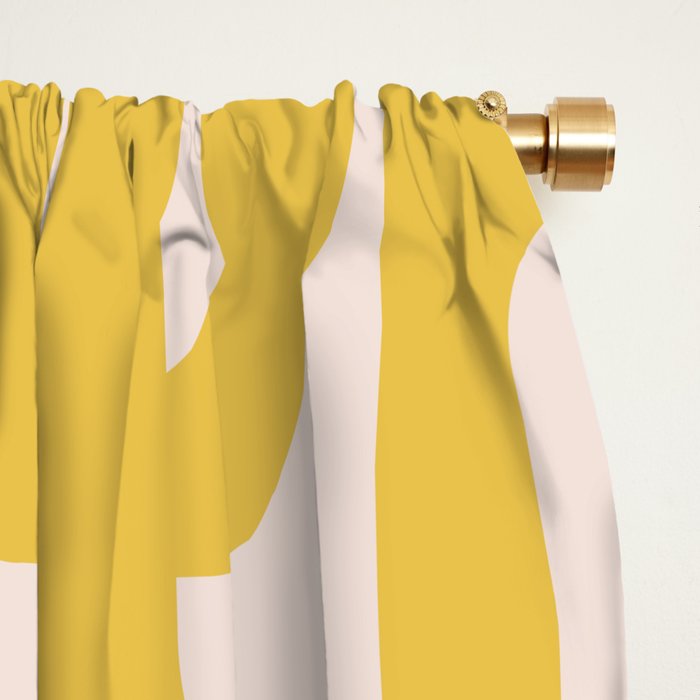Mustard Yellow and Blush Pink Mid-century Modern Loop Pattern Window Curtain Gallery Image 2