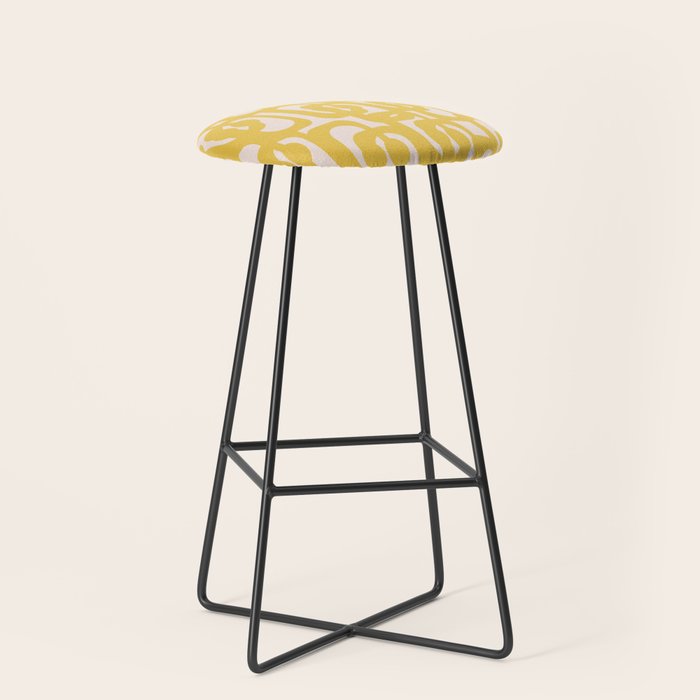 Mustard Yellow and Blush Pink Mid-century Modern Loop Pattern Stool Gallery Image 1