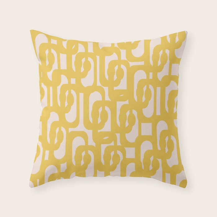 Mustard Yellow and Blush Pink Mid-century Modern Loop Pattern Throw Pillow Gallery Image 6