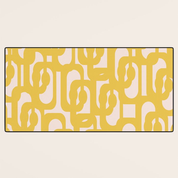 Mustard Yellow and Blush Pink Mid-century Modern Loop Pattern Desk Mat Gallery Image 3