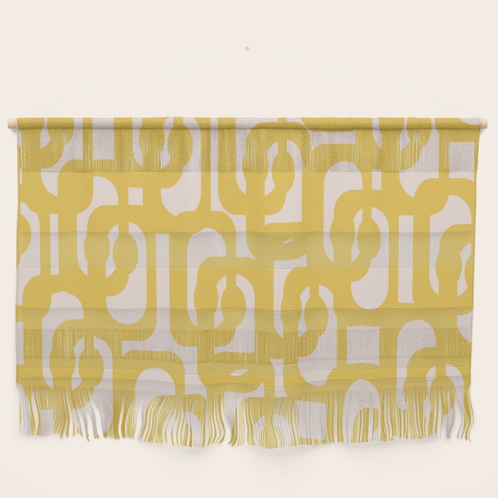 Mustard Yellow and Blush Pink Mid-century Modern Loop Pattern Wall Hanging Gallery Image 1