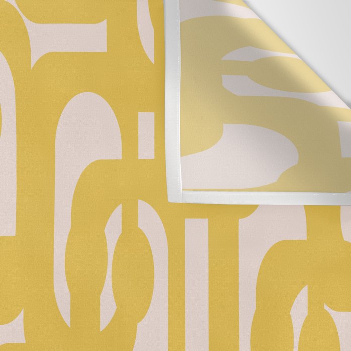 Mustard Yellow and Blush Pink Mid-century Modern Loop Pattern Wall Tapestry Gallery Image 3
