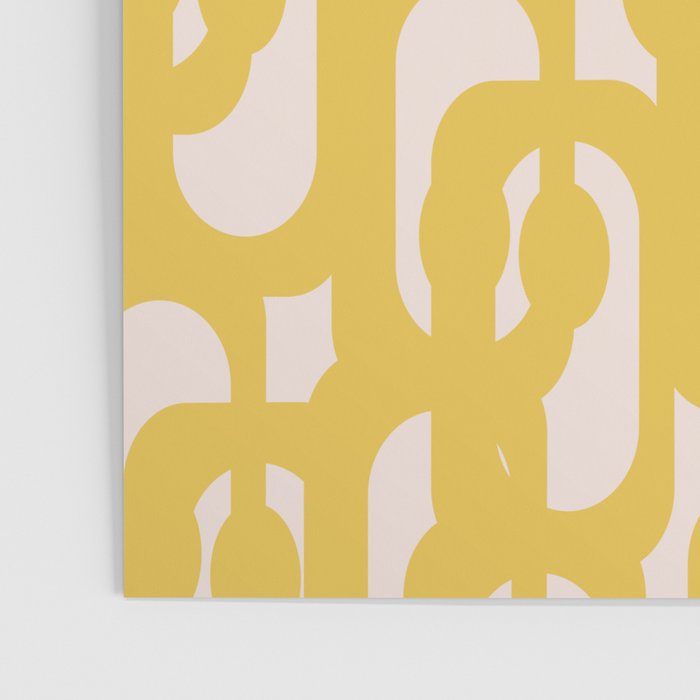 Mustard Yellow and Blush Pink Mid-century Modern Loop Pattern Poster Gallery Image 3