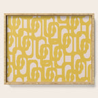 Mustard Yellow and Blush Pink Mid-century Modern Loop Pattern Serving Tray Gallery Image 1