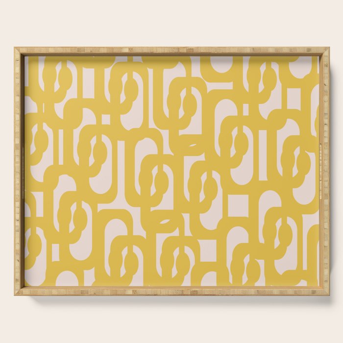 Mustard Yellow and Blush Pink Mid-century Modern Loop Pattern Serving Tray Gallery Image 1