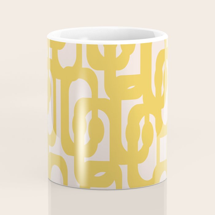 Mustard Yellow and Blush Pink Mid-century Modern Loop Pattern Coffee Mug Gallery Image 4