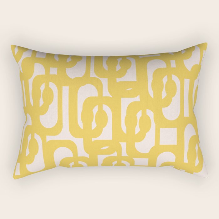 Mustard Yellow and Blush Pink Mid-century Modern Loop Pattern Rectangular Pillow Gallery Image 2