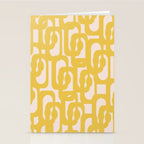 Mustard Yellow and Blush Pink Mid-century Modern Loop Pattern Stationery Card Gallery Image 2