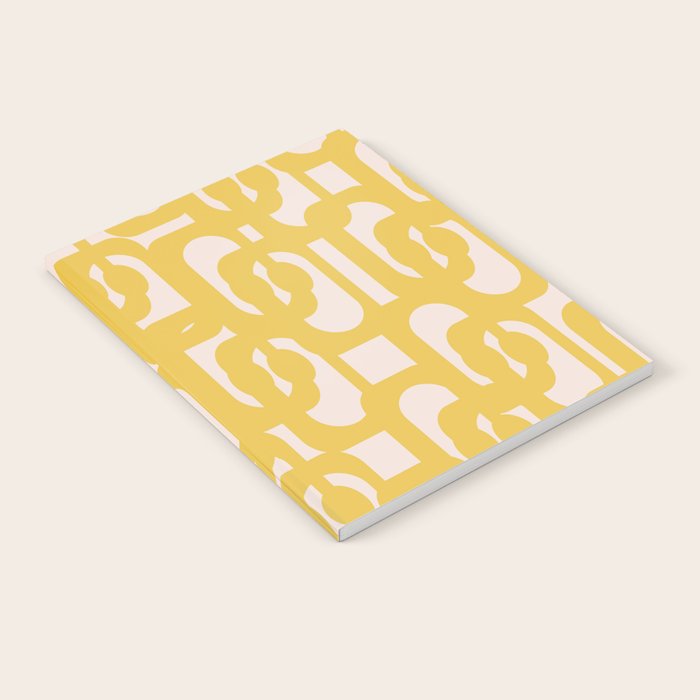 Mustard Yellow and Blush Pink Mid-century Modern Loop Pattern Notebook Gallery Image 1