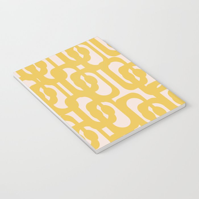 Mustard Yellow and Blush Pink Mid-century Modern Loop Pattern Notebook Gallery Image 3