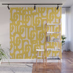 Mustard Yellow and Blush Pink Mid-century Modern Loop Pattern Wall Mural Gallery Image 1