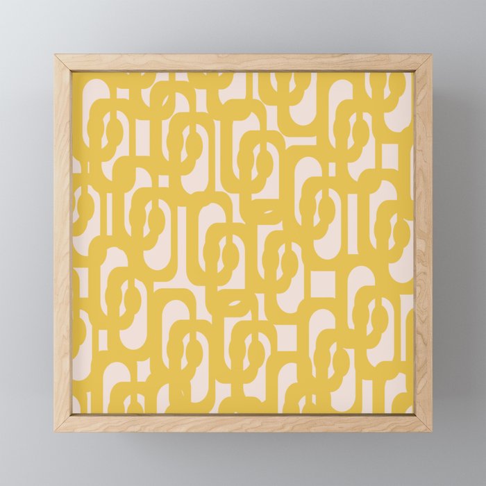 Mustard Yellow and Blush Pink Mid-century Modern Loop Pattern Mini Art Print Gallery Image 1