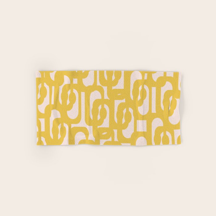 Mustard Yellow and Blush Pink Mid-century Modern Loop Pattern Towels Gallery Image 1