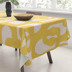 Mustard Yellow and Blush Pink Mid-century Modern Loop Pattern Tablecloth Gallery Image 3