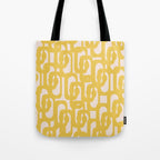 Mustard Yellow and Blush Pink Mid-century Modern Loop Pattern Tote Bag Gallery Image 1