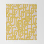 Mustard Yellow and Blush Pink Mid-century Modern Loop Pattern Throw Blanket Gallery Image 2