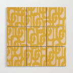 Mustard Yellow and Blush Pink Mid-century Modern Loop Pattern Wood Wall Art Gallery Image 1