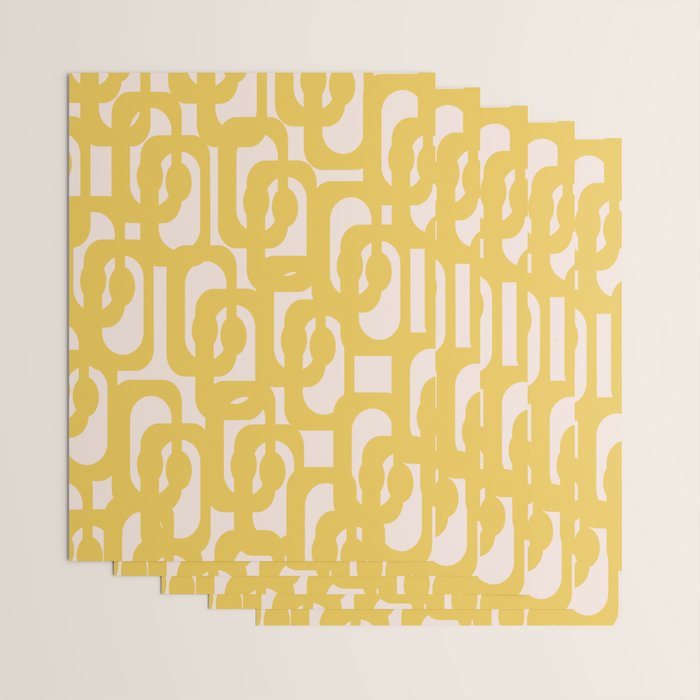 Mustard Yellow and Blush Pink Mid-century Modern Loop Pattern Wrapping Paper Gallery Image 3
