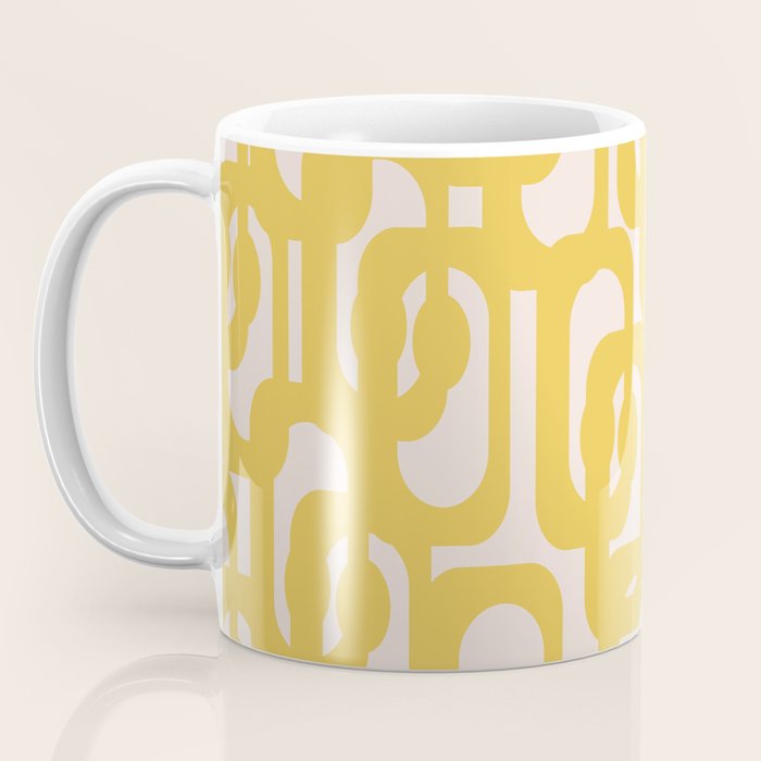 Mustard Yellow and Blush Pink Mid-century Modern Loop Pattern Coffee Mug Gallery Image 3