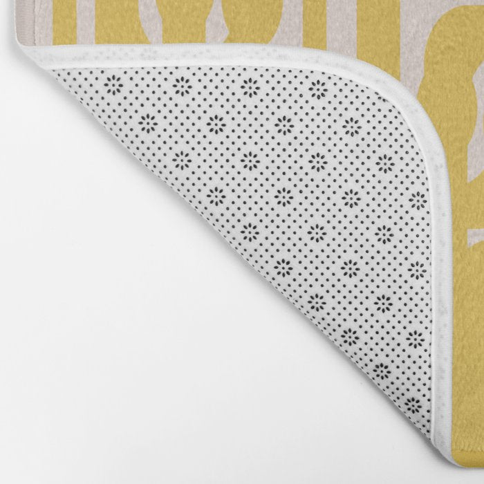 Mustard Yellow and Blush Pink Mid-century Modern Loop Pattern Bath Mat Gallery Image 2