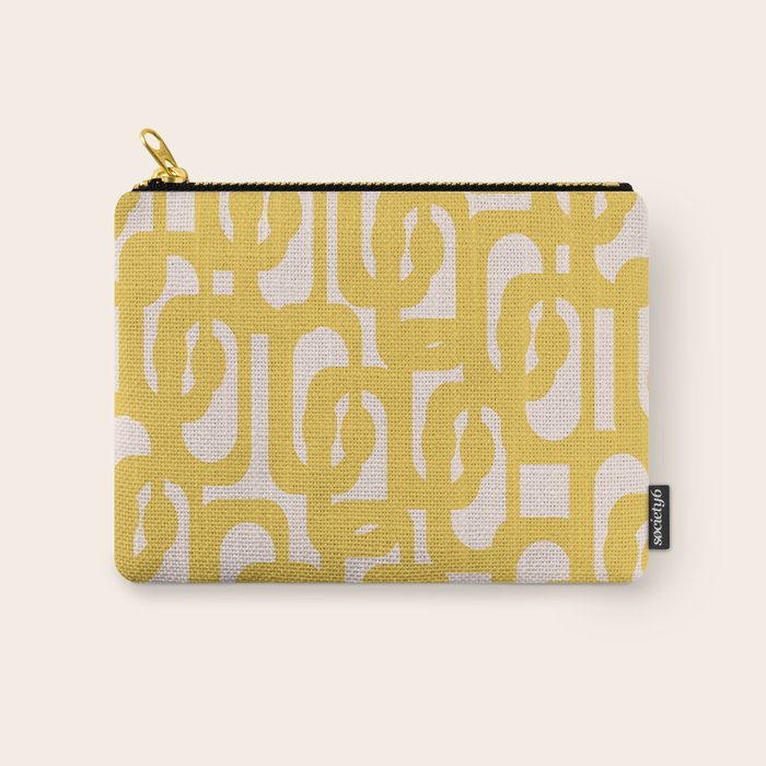 Mustard Yellow and Blush Pink Mid-century Modern Loop Pattern Carry All Pouch Gallery Image 1