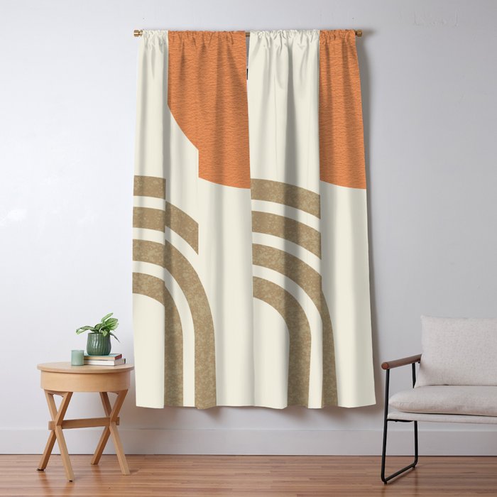 Mid-Century Modern - Orange Sun and Rainbow Window Curtain Gallery Image 5