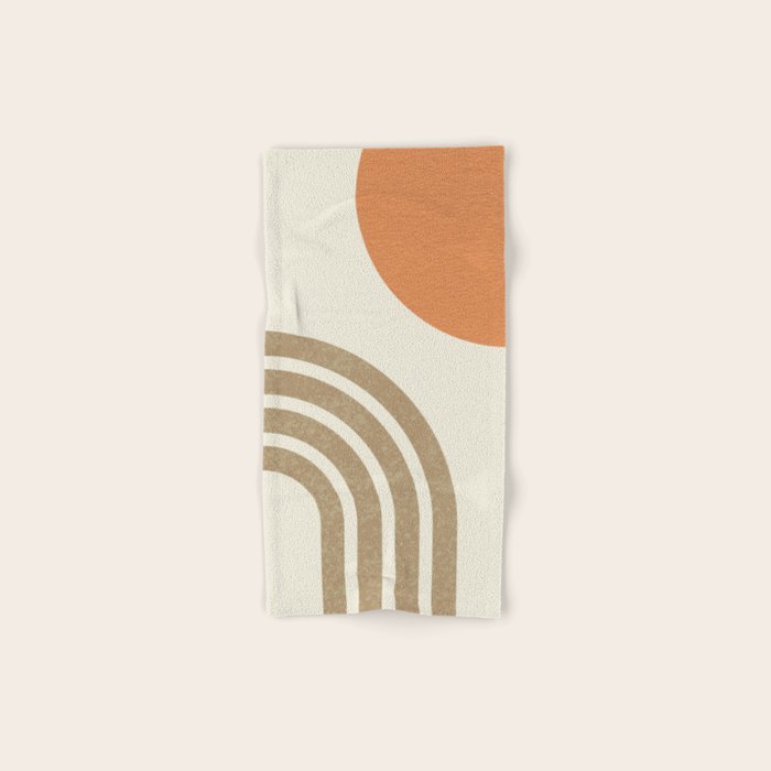 Mid-Century Modern - Orange Sun and Rainbow Bath Towel Gallery Image 1