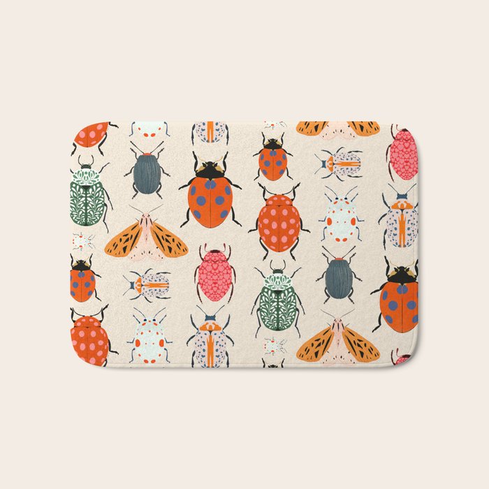 Beetles and butterfies Bath Mat Gallery Image 1