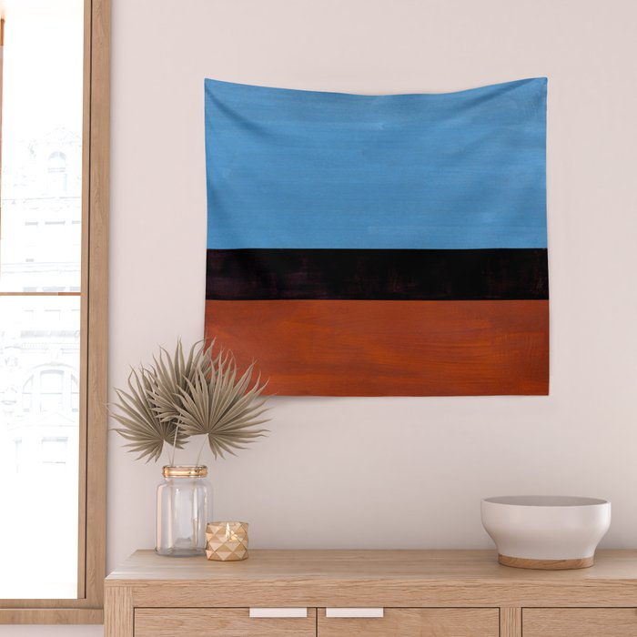 Autumn Sky Color field Abstract Mid Century Modern Minimalist  Wall Tapestry Gallery Image 2