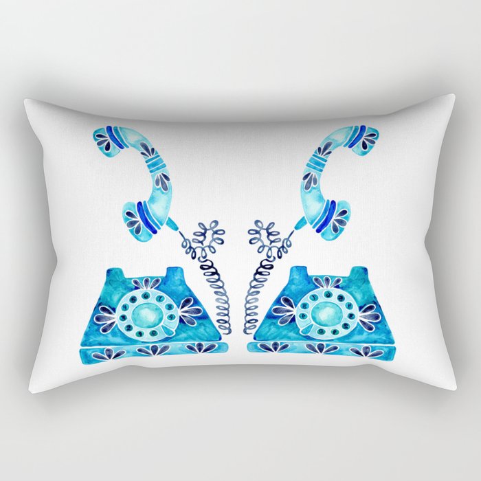 Vintage Rotary Phone - Blue Raspberry Rectangular Pillow Gallery Image 1