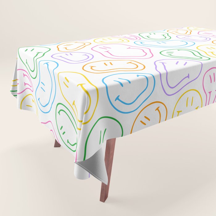 Colorful happy smiling face cartoon pattern Tablecloth Gallery Image 1
