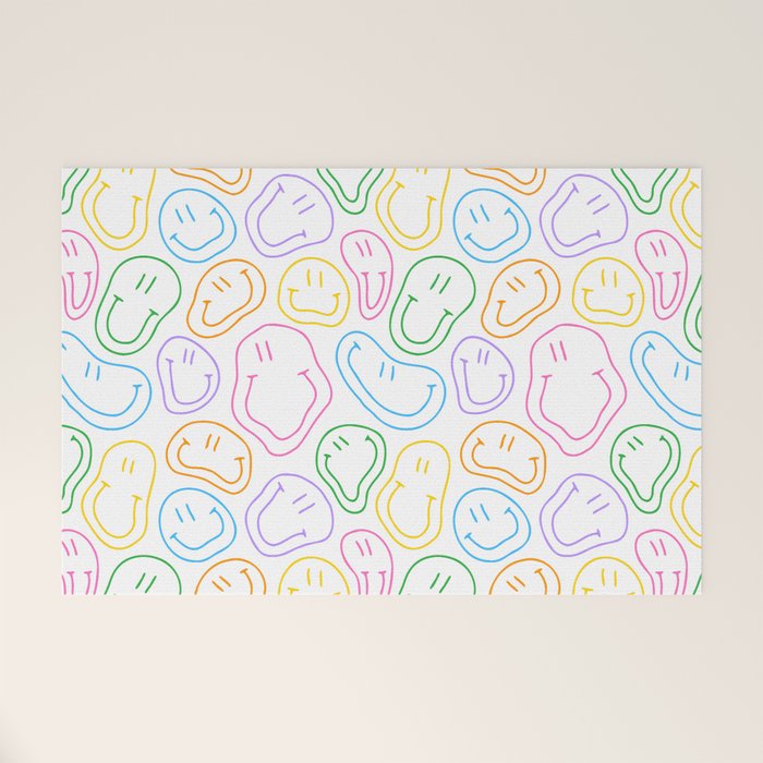Colorful happy smiling face cartoon pattern Welcome Mat Gallery Image 1
