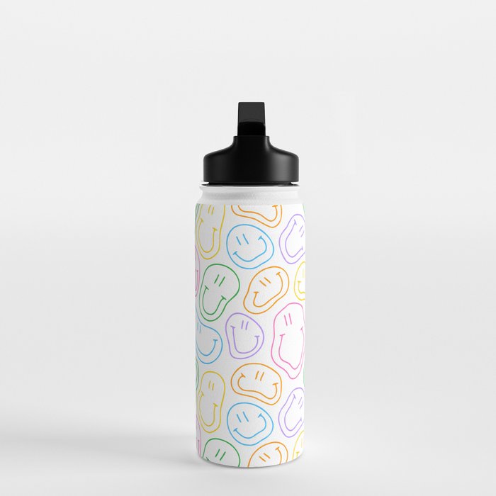 Colorful happy smiling face cartoon pattern Water Bottle Gallery Image 3