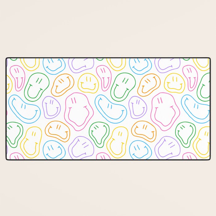 Colorful happy smiling face cartoon pattern Desk Mat Gallery Image 3