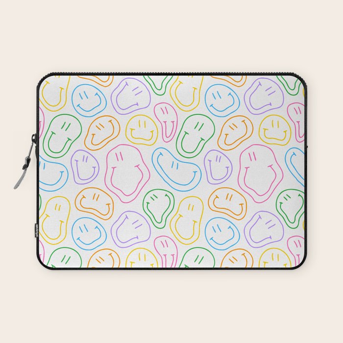 Colorful happy smiling face cartoon pattern Laptop Sleeve Gallery Image 1