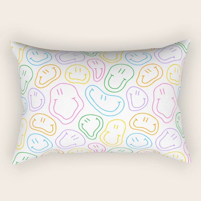 Colorful happy smiling face cartoon pattern Rectangular Pillow Gallery Image 2